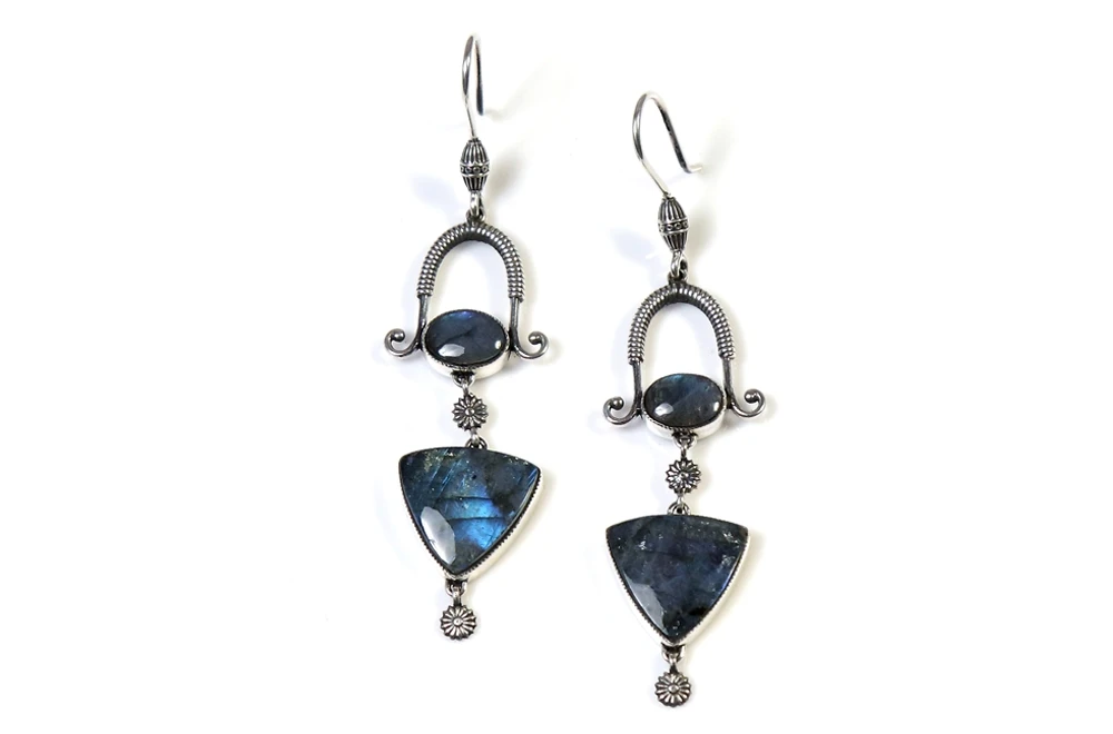 Ethnic Earrings "Colorful" with Labradorite thumbnail