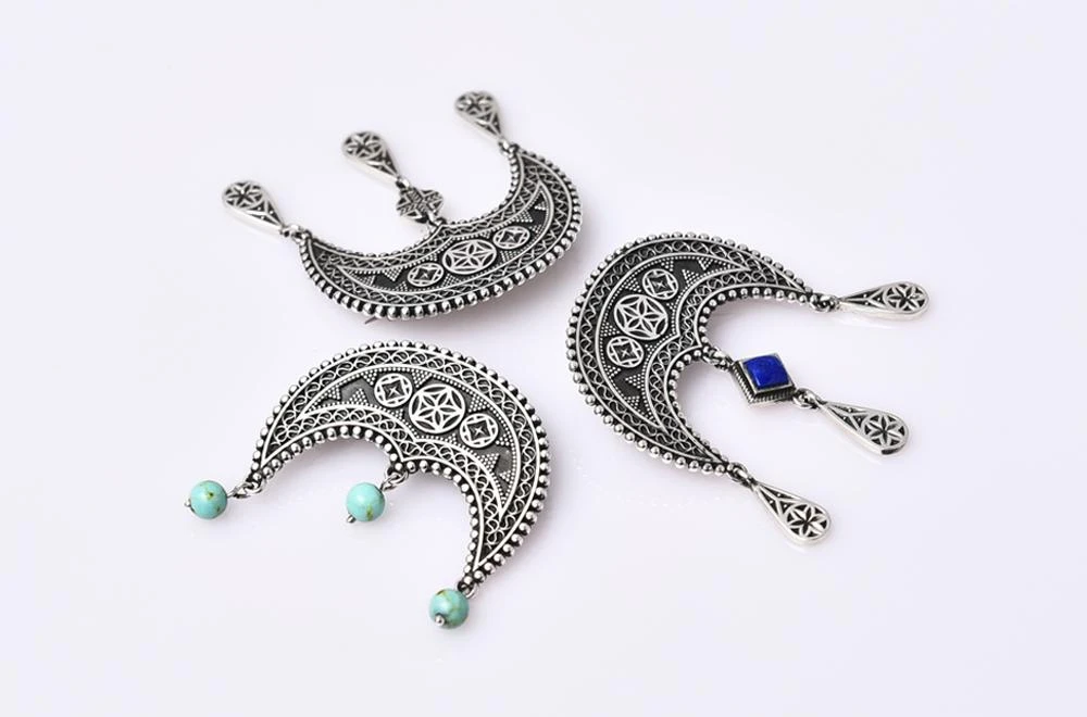Brooch "Daghdghan"  with Natural Stones
